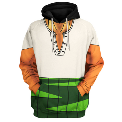 One Piece Hoodie One Piece Roronoa Zoro Character Costume T-shirt White Green Unisex