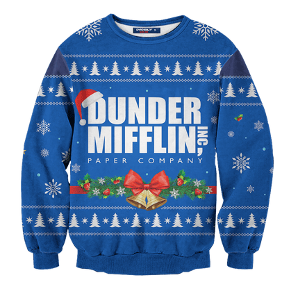 The Office Christmas Sweater Dunder Mifflin Paper Company Blue Ugly Sweater
