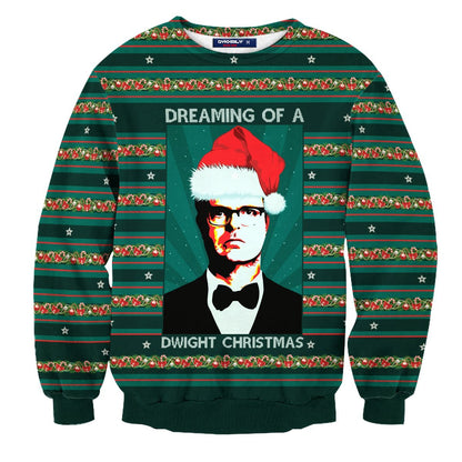 The Office Christmas Sweater Dreaming Of A Dwight Christmas Green Ugly Sweater