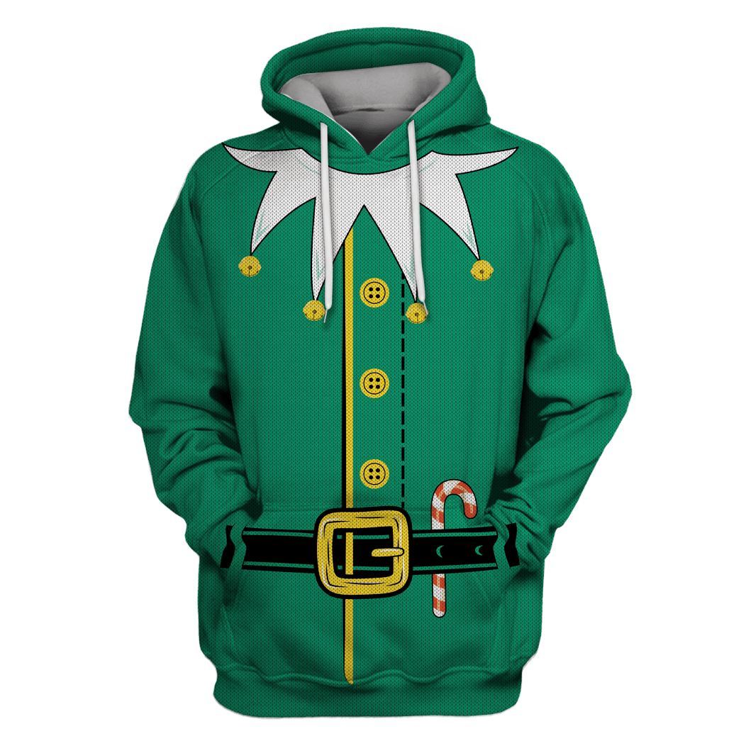 Christmas Elf Hoodie Christmas Elf Costume Green Yellow Hoodie