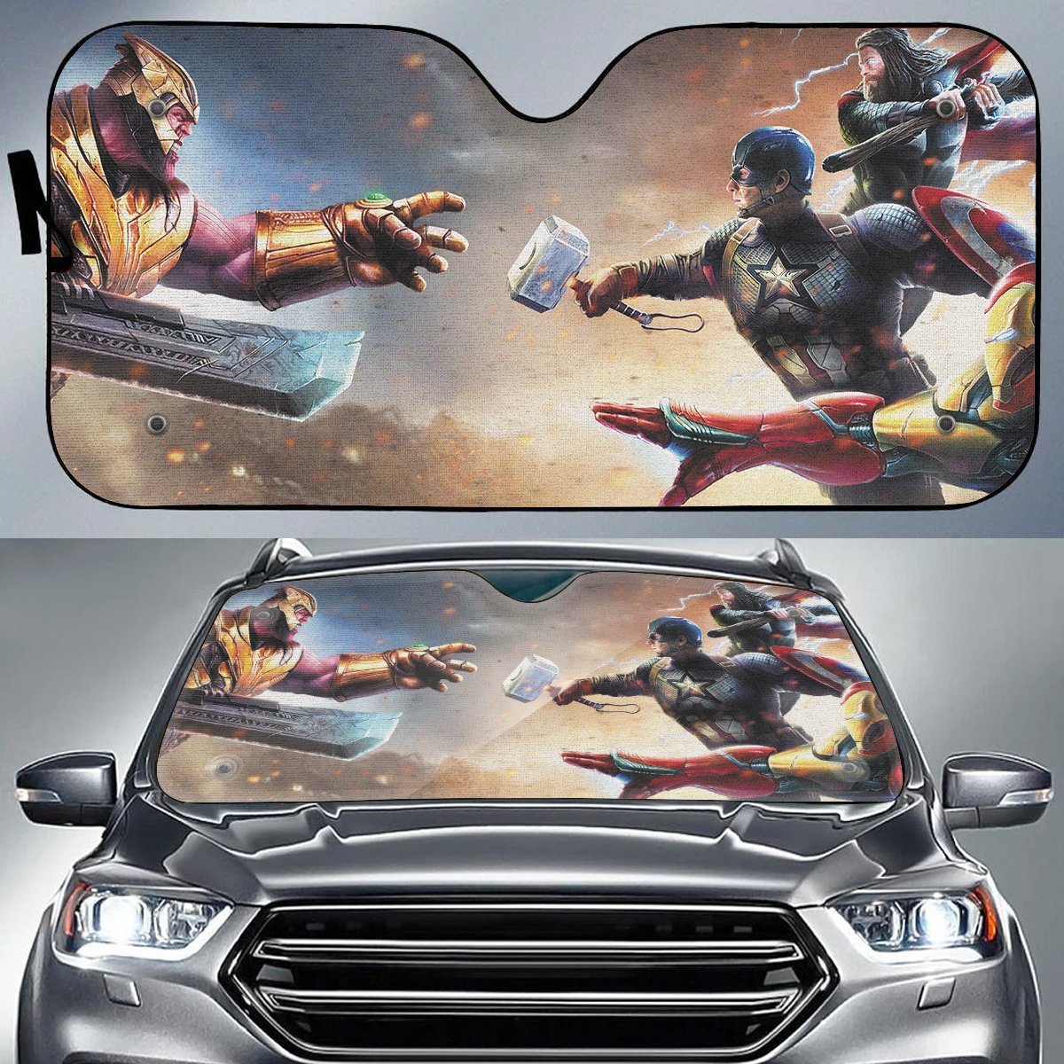  MV Avengers Car Sun Shade Endgame Battle Thanos Thor Iron Man Captain Auto Sun Shade