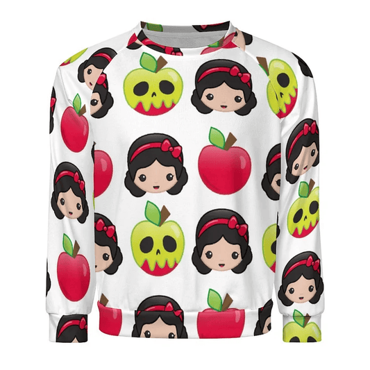 Snow White Sweatshirt Snow White Emoji And Apple Sweatshirt White Unisex