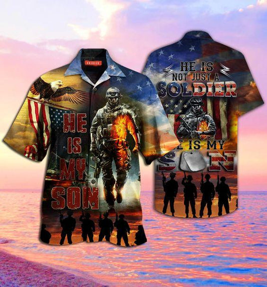 Unifinz Veteran Hawaii Shirt Proud Soldier Parents He Is Not Just A Soldier Hawaiian Shirt Veteran Aloha Shirts Military Shirt 2022