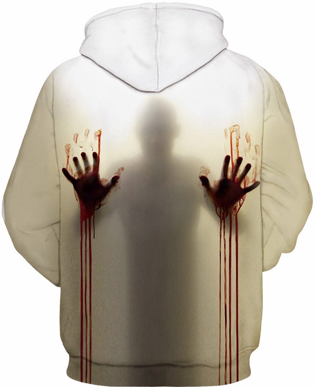  Halloween Hoodie Scary Bloody Hands Through Glass White Hoodie Apparel Unisex Full Size