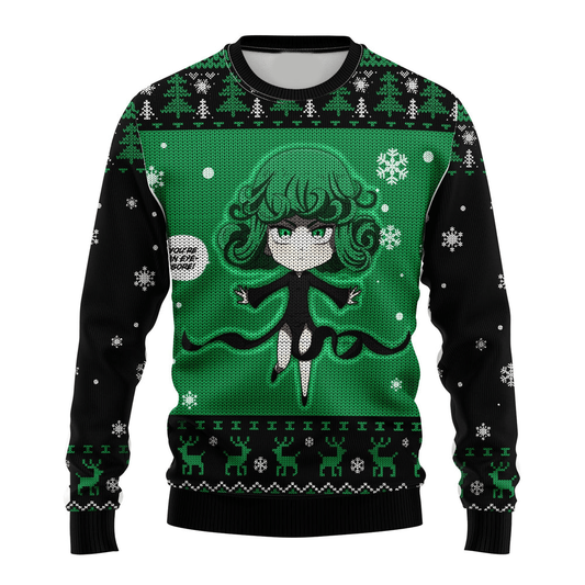 One Punch Man Sweatshirt Tatsumaki You're An Eyesore Sweatshirt Black Green Unisex