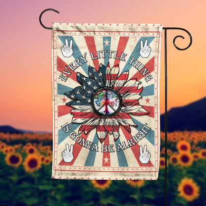  Hippie Garden Flag Every Little Thing Is Gonna Be Alright Mandala Flower American Flag House Flag