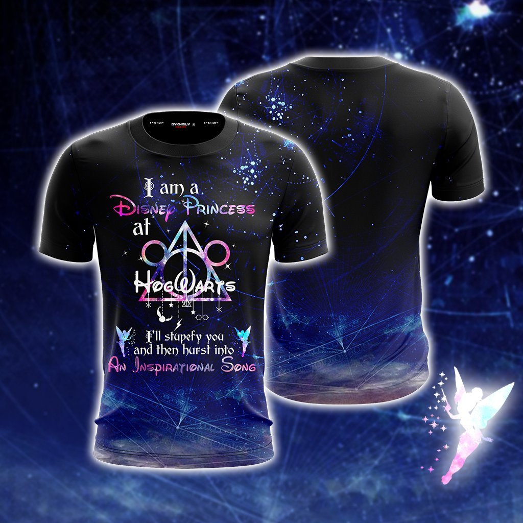 DN Shirt HP Shirt I Am A Disney Princess At Hogwarts Galaxy Blue T-shirt