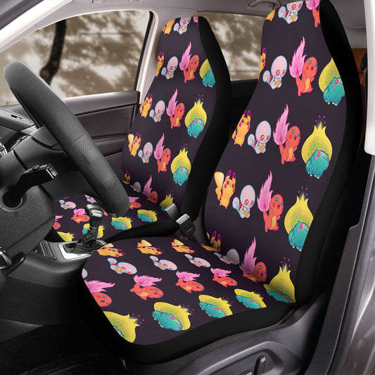 PKM Car Seat Covers Chibi Cute Pikachu And Friends Seat Covers Black