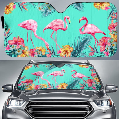  Flamingo Car Sun Shade Flamingo Tropical Auto Sun Shade