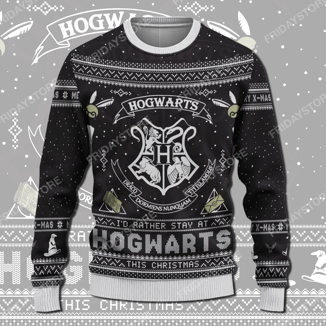 Unifinz HP Sweater I'd Rather To Stay At HW Christmas Ugly Sweater Amazing HP Ugly Sweater 2024