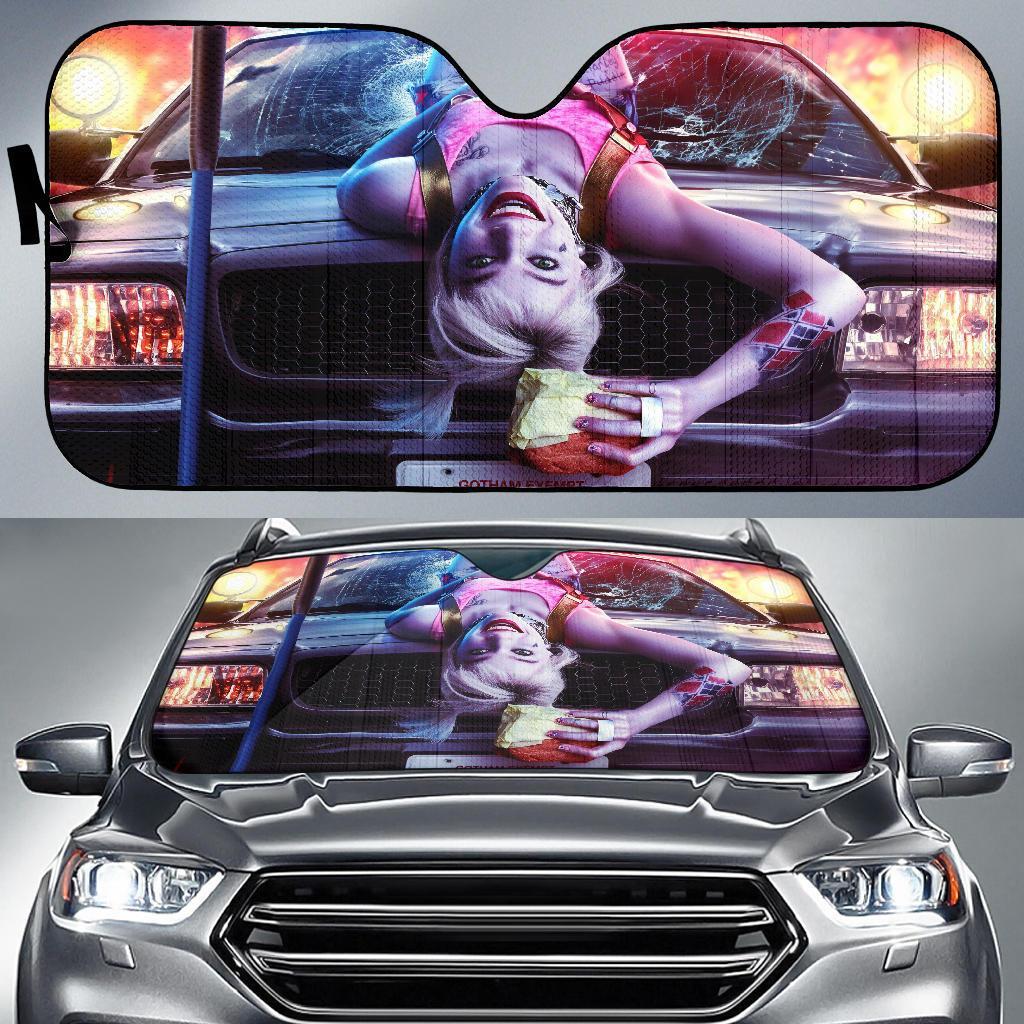  DC Harley Quinn Car Sun Shade Harley Quinn Bad Girl Windshield Sun Shade