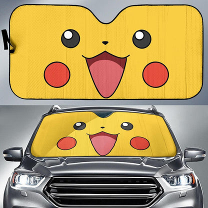  Pokemon Car Sun Shade Pikachu Cute Face Yellow Windshield Sun Shade