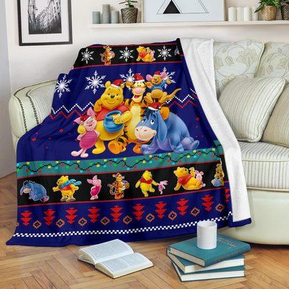 DN Blanket Winnie The Pooh With Friends Blue Black Blanket