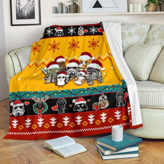 SW Blanket BB8 R2 D2 Chewbacca Chibi Cute Yellow Red Blanket