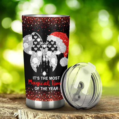 DN Christmas Tumbler It's The Most Magical Time Of The Year Black Red Tumbler Cup