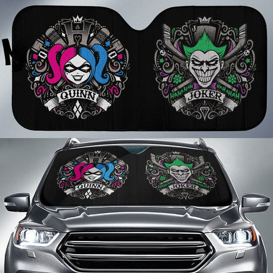  DC Joker Car Sun Shade Joker And Harley Quinn Windshield Sun Shade