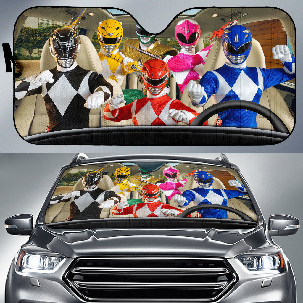 Power Ranger Car Sun Shade Power Rangers Team Driving Car Windshield Sun Shade