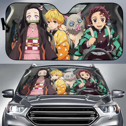  Demon Slayer Car Sun Shade Kimetsu No Yaiba Characters Windshield Sun Shade