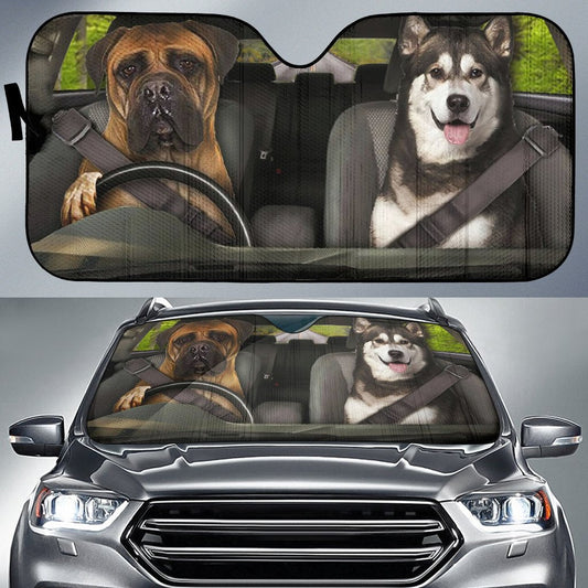  Dog Lover Car Sun Shade Boxer And Husky Auto Sun Shade