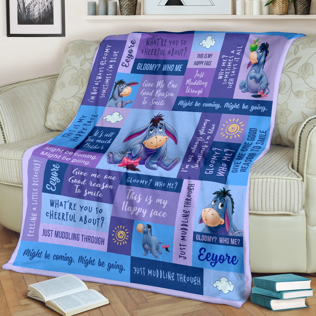 DN Blanket Winnie The Pooh Blanket Eeyore Blue Purple Blanket