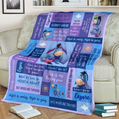 DN Blanket Winnie The Pooh Blanket Eeyore Blue Purple Blanket