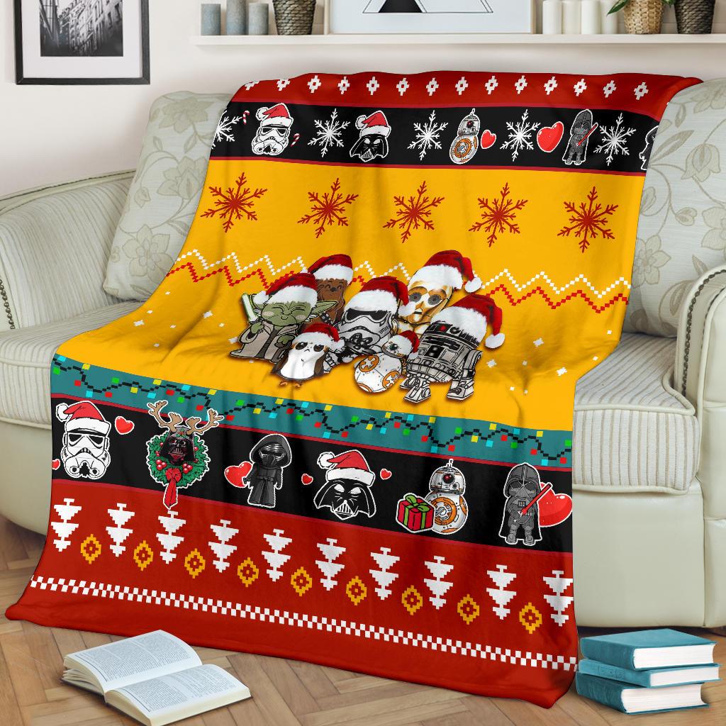 SW Blanket BB8 R2 D2 Chewbacca Chibi Cute Yellow Red Blanket