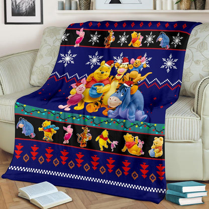 DN Blanket Winnie The Pooh With Friends Blue Black Blanket