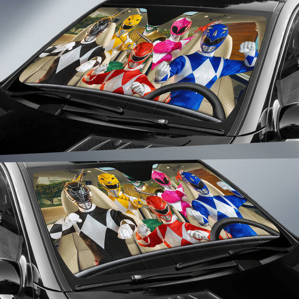 Power Ranger Car Sun Shade Power Rangers Team Driving Car Windshield Sun Shade