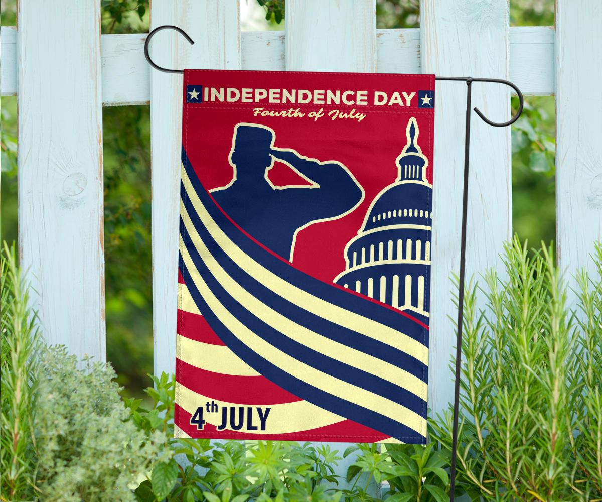 Unifinz 4th Of July Flags Independence Day Soldier Salute Garden Flag Fourth Of July Gift 4th Of July House Flag 2022