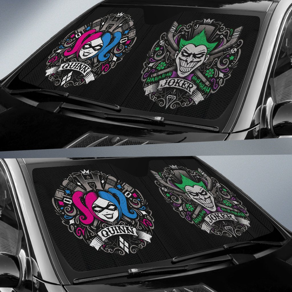  DC Joker Car Sun Shade Joker And Harley Quinn Windshield Sun Shade