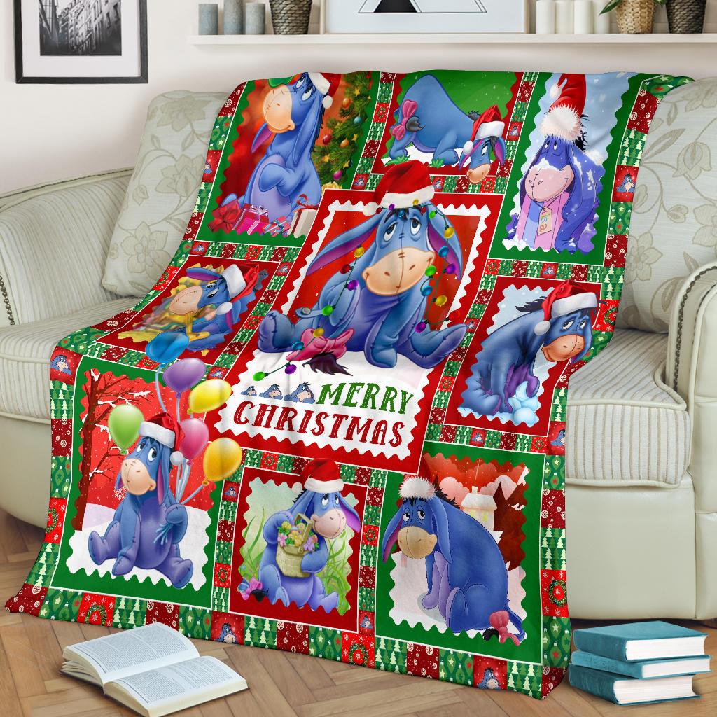 DN Christmas Blanket Winnie The Pooh Blanket Eeyore Merry Christmas Blanket