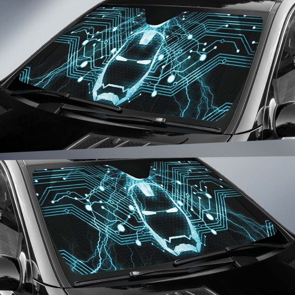 MV Windshield Sun Shade Iron Man Neon Car Sun Shade MV Car Sun Shade