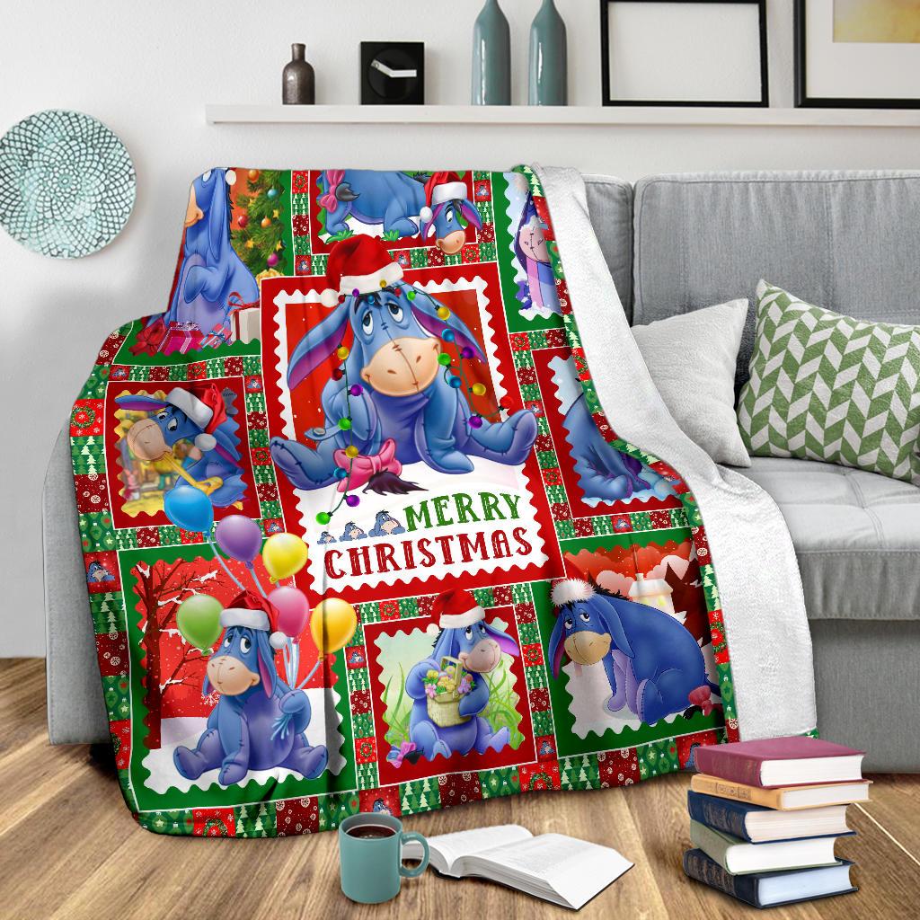 DN Christmas Blanket Winnie The Pooh Blanket Eeyore Merry Christmas Blanket