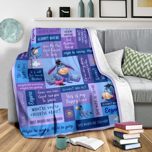 DN Blanket Winnie The Pooh Blanket Eeyore Blue Purple Blanket