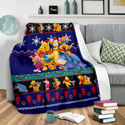 DN Blanket Winnie The Pooh With Friends Blue Black Blanket