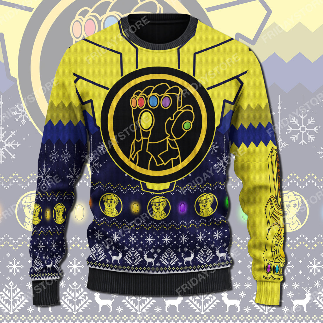 Unifinz MV Ugly Sweater Infinity Gauntlet Christmas Sweater Cool MV Sweater 2024