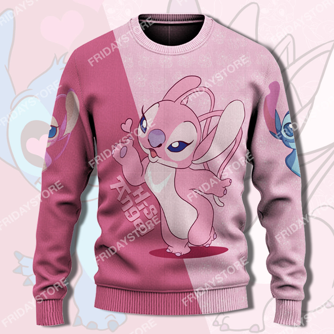 Unifinz LAS Sweater Stitch Angel Blowing Kiss Couple Sweater Stitch Ugly Sweater Cute DN Stitch Ugly Sweater 2024