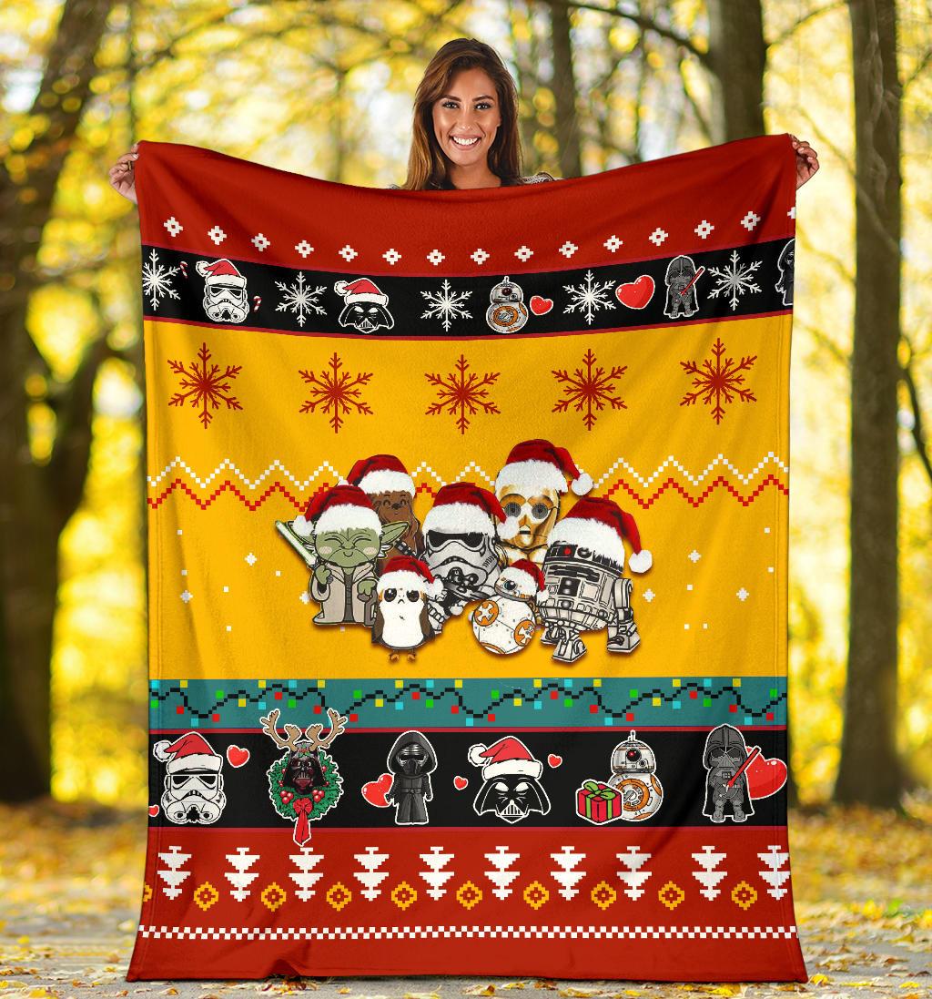 SW Blanket BB8 R2 D2 Chewbacca Chibi Cute Yellow Red Blanket