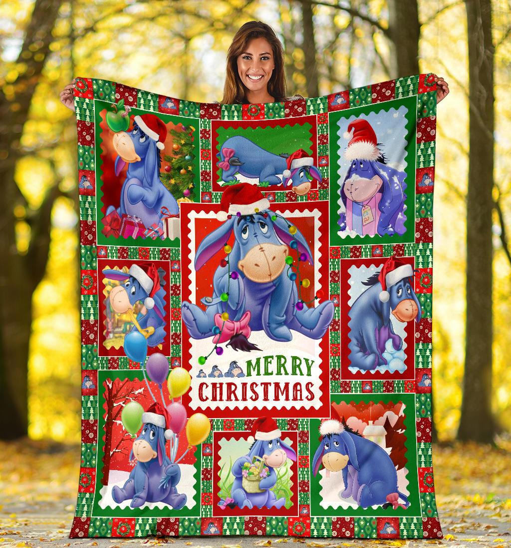 DN Christmas Blanket Winnie The Pooh Blanket Eeyore Merry Christmas Blanket