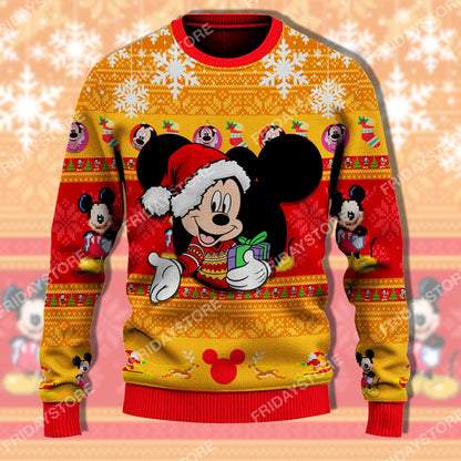 Unifinz DN Sweater MK Mouse Orange Christmas Ugly Sweater Awesome DN MK Mouse Ugly Christmas 2024