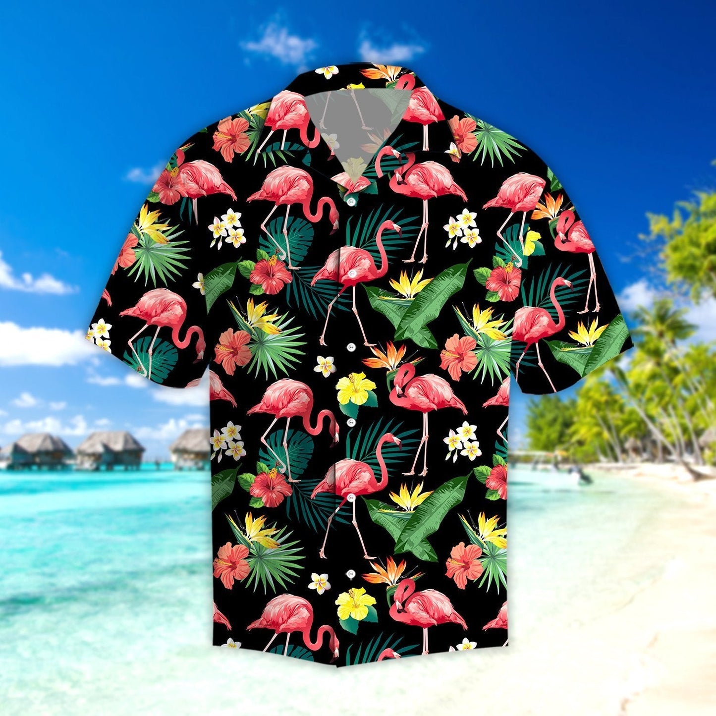 Unifinz Flamingo Hawaiiian Shirt Hibiscus Flamingo Hawaii Shirt Flamingo Aloha Shirt 2022