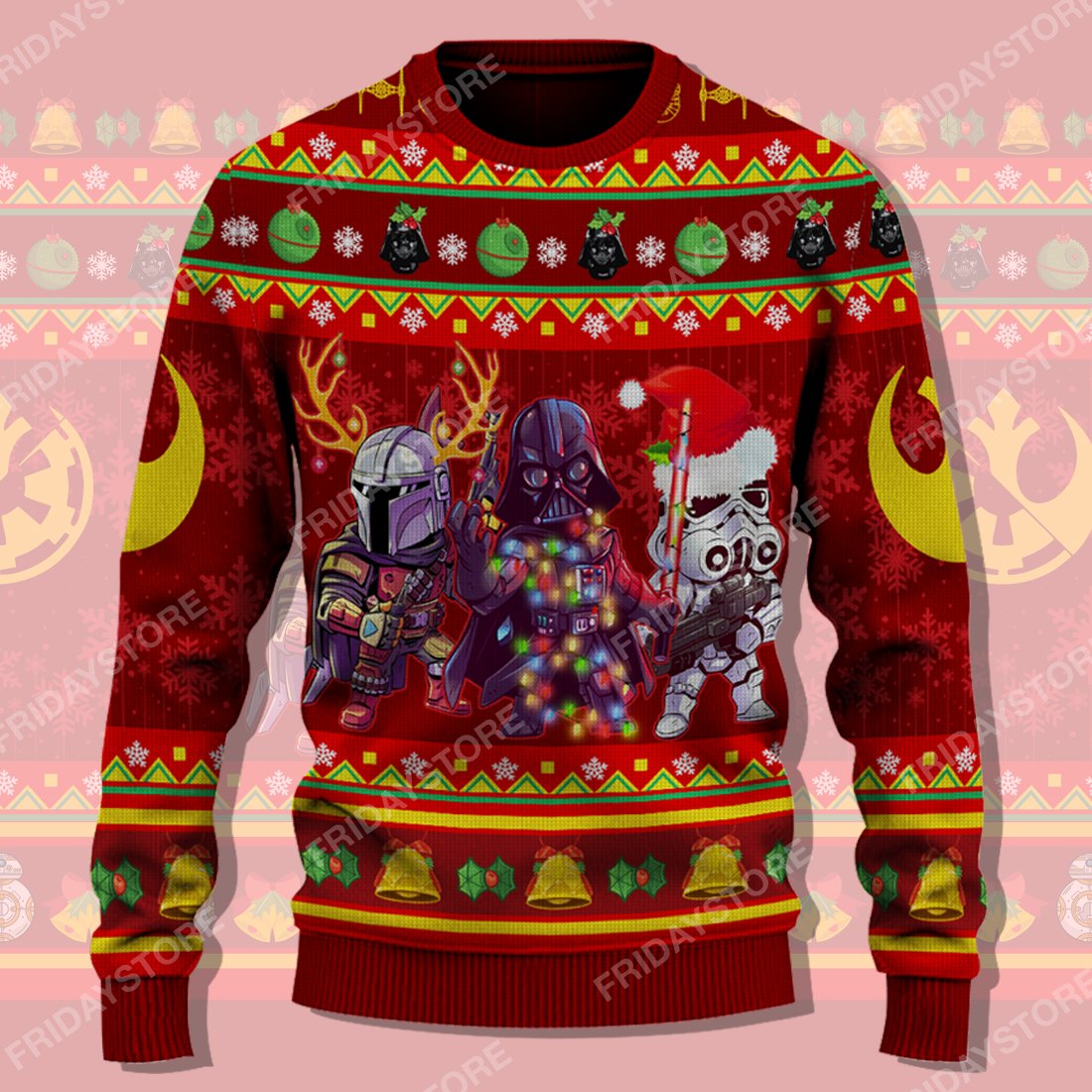 SW D.Vader Trooper Mandalorian Christmas Pattern Sweater