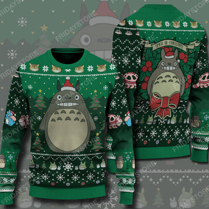 Unifinz GB Ugly Sweater GB Totoro Spirit Of Christmas Sweater Awesome Totoro Ugly Sweater 2023