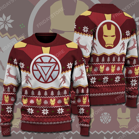 Unifinz MV Ugly Sweater Ironman Character Christmas Pattern Sweater Cool Ironman Ugly Sweater 2022