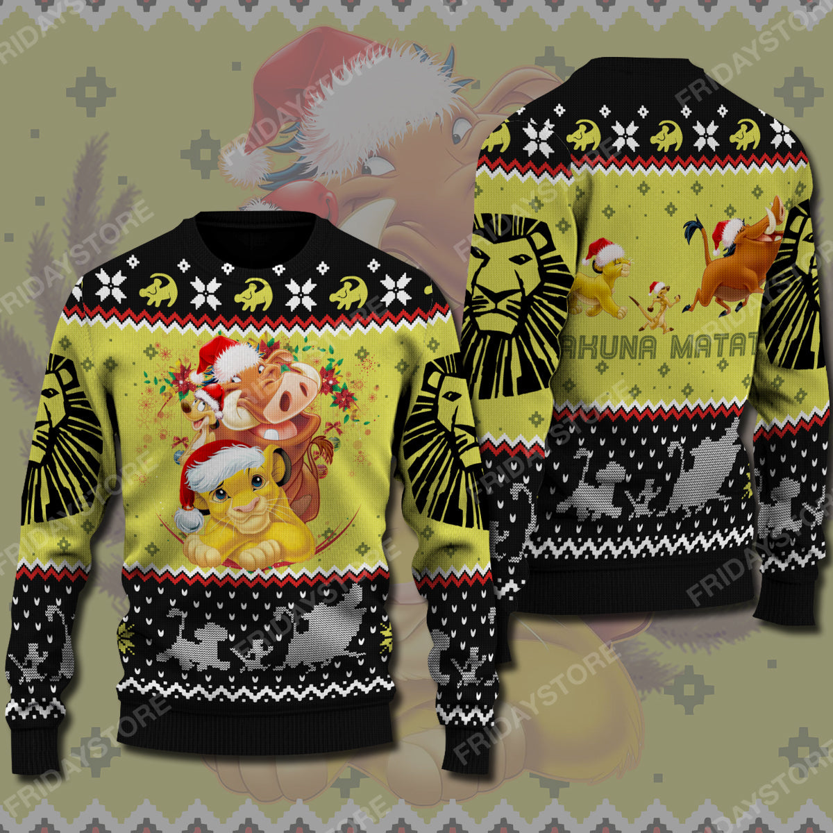 Unifinz LK Sweater Hakuna Matata Baby Lion And Friends Christmas Ugly Sweater Amazing LK Ugly Sweater 2022