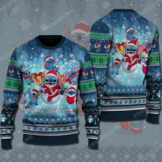 Unifinz LAS Sweater Merry Stitchmas Christmas Pattern Ugly Sweater Cute High Quality DN Stitch Ugly Sweater 2022