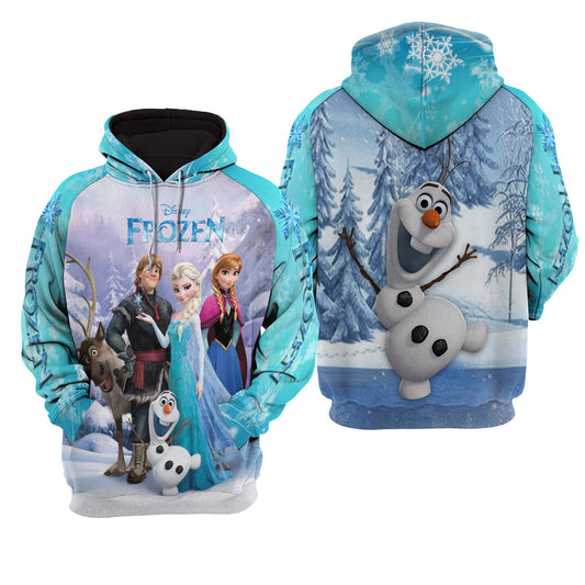 DN Frozen Hoodie Frozen Characters Blue 3d Hoodie