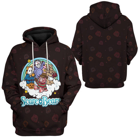  Halloween Hoodie Care Bears Horror Characters Bear Pattern Brown Hoodie Apparel Adult Unisex Full Print