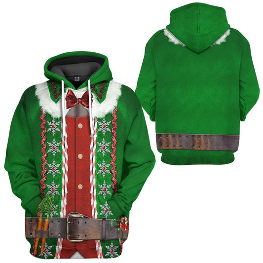 Christmas Elf Hoodie Christmas Elf Costume Green 3d Hoodie