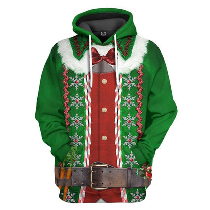 Christmas Elf Hoodie Christmas Elf Costume Green 3d Hoodie